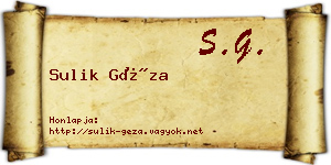 Sulik Géza névjegykártya